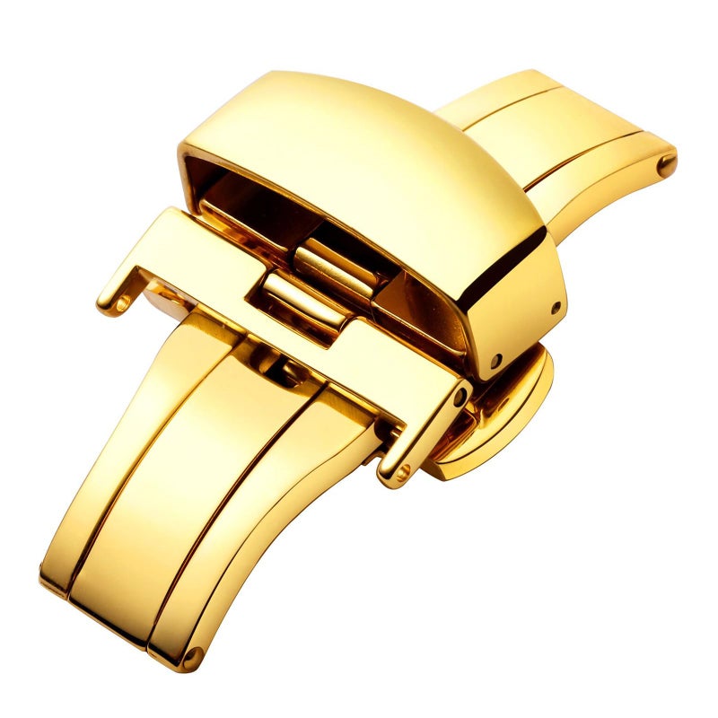BINLUN Stainless Steel Deployment Clasp Replacement Watch Clasp Buckle for Leather Watch Bands Straps in Gold,Rose Gold,Silver,Black(12mm,14mm,16mm,18mm,20mm,22mm) - Image 1